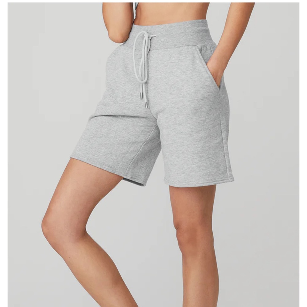 ALO Yoga Heather Gray High-Waist Easy Sweat Shorts